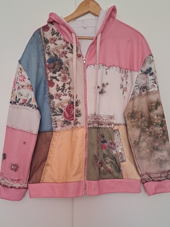 Other - Patchwork Floral Zip Hoodie in Pink and Pastels
